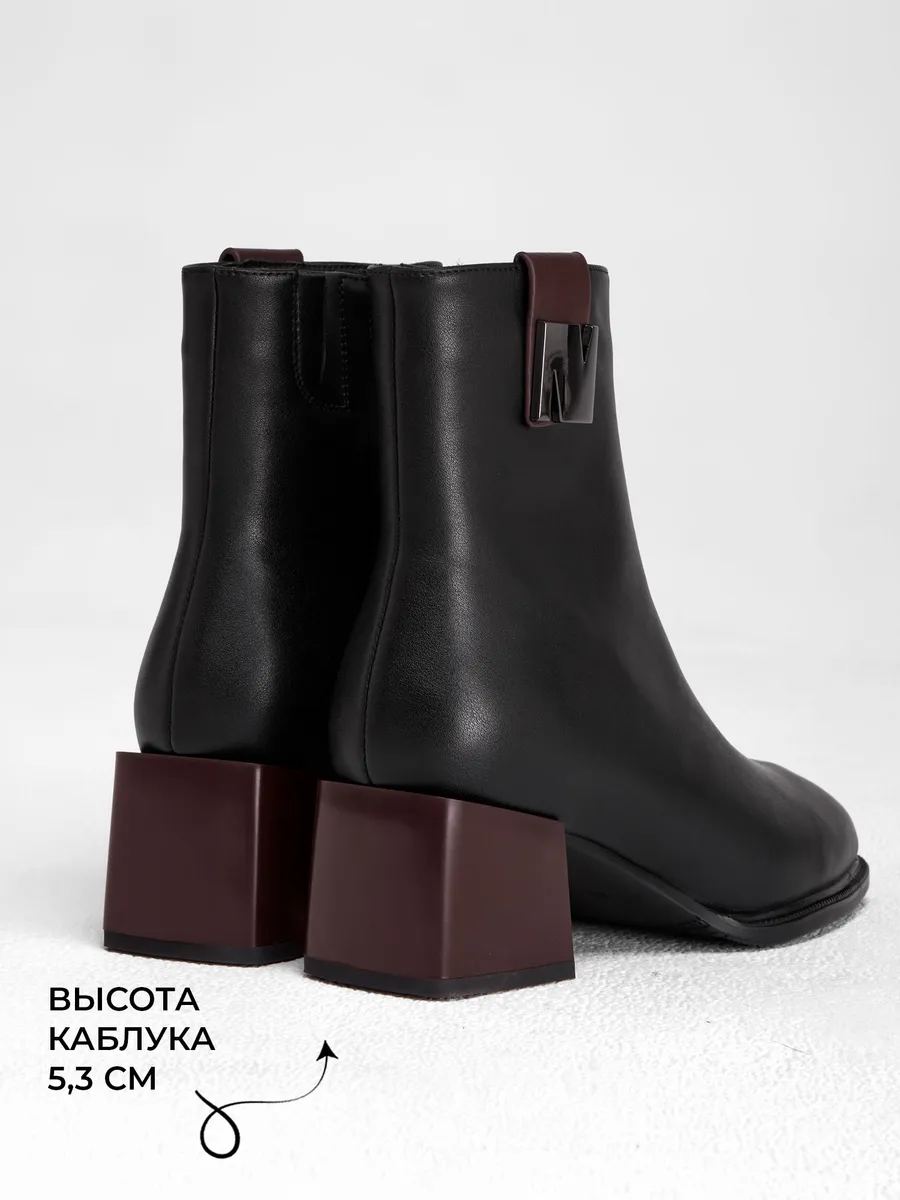 Ботильоны женские демисезонные натуральная кожа на каблуке SOU-52033-1A-SB