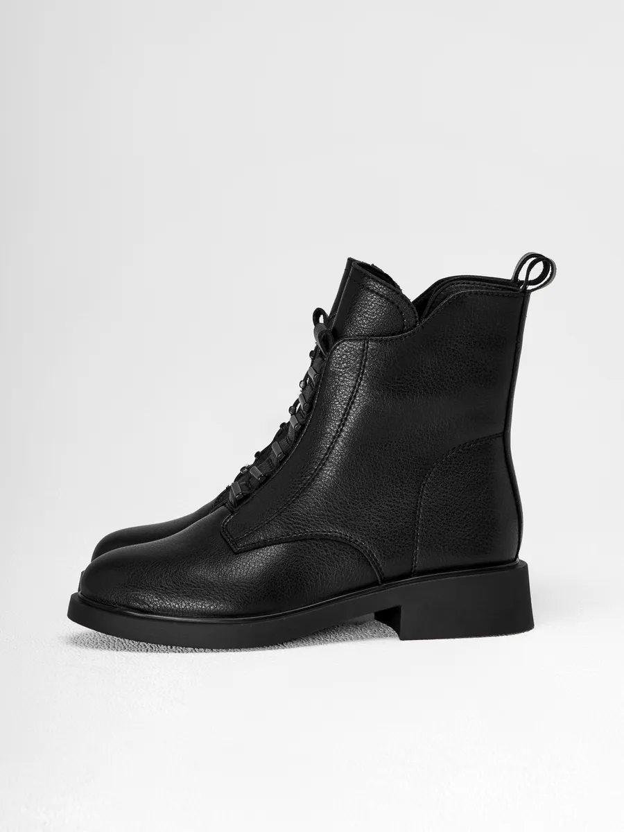 Ботинки женские зимние натуральная кожа на каблуке черные 25-ZBA9-3-101