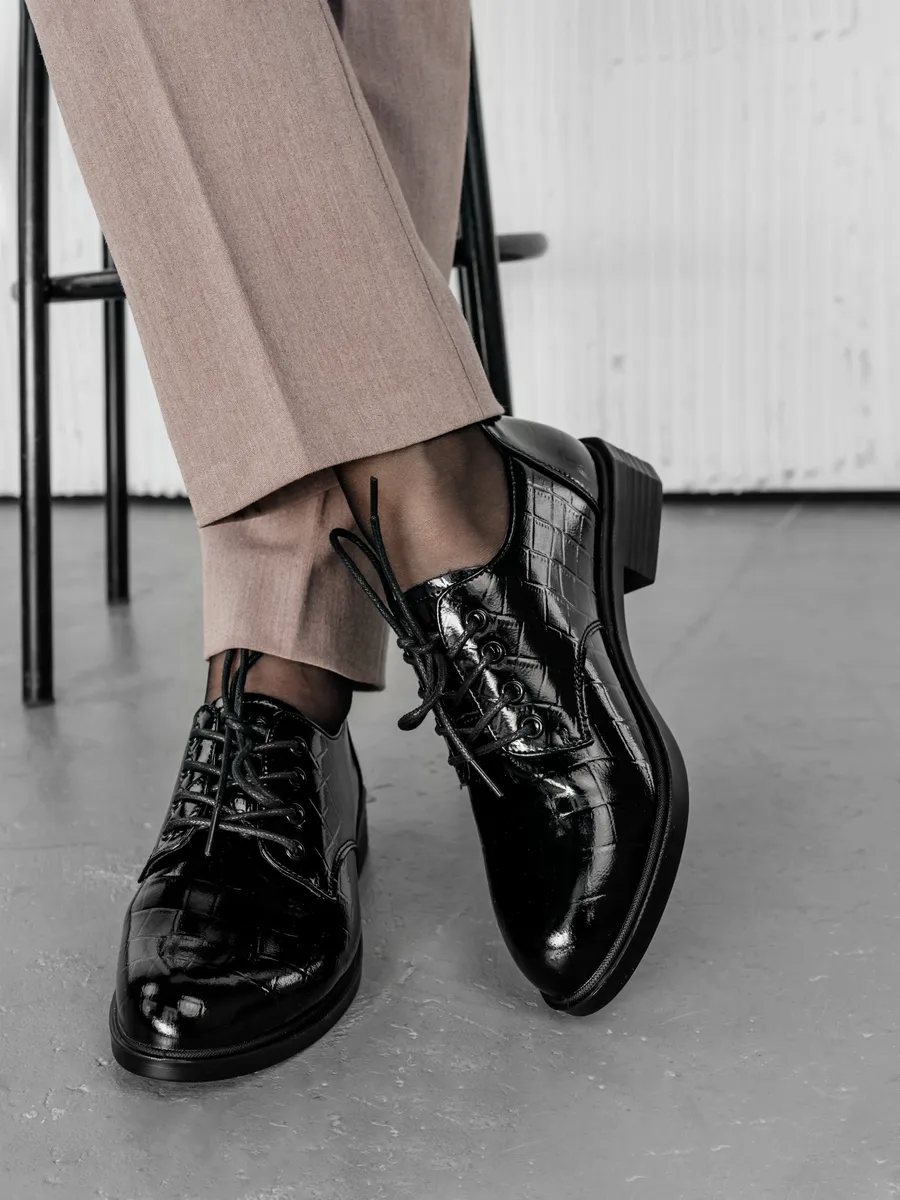 Туфли женские осенние на низком каблуке натуральная кожа CV045-190