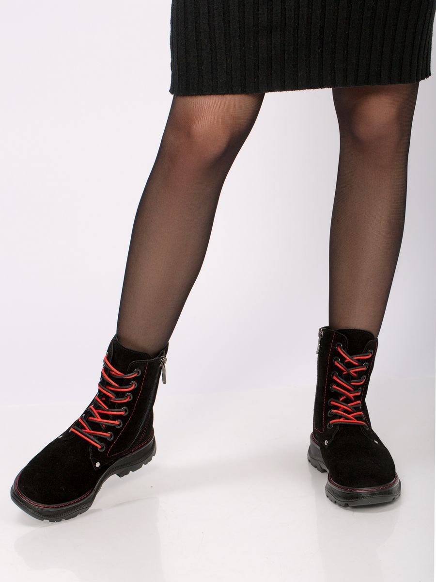 Ботинки женские натуральная замша зимние черные UXH-12191-1A-SW-M