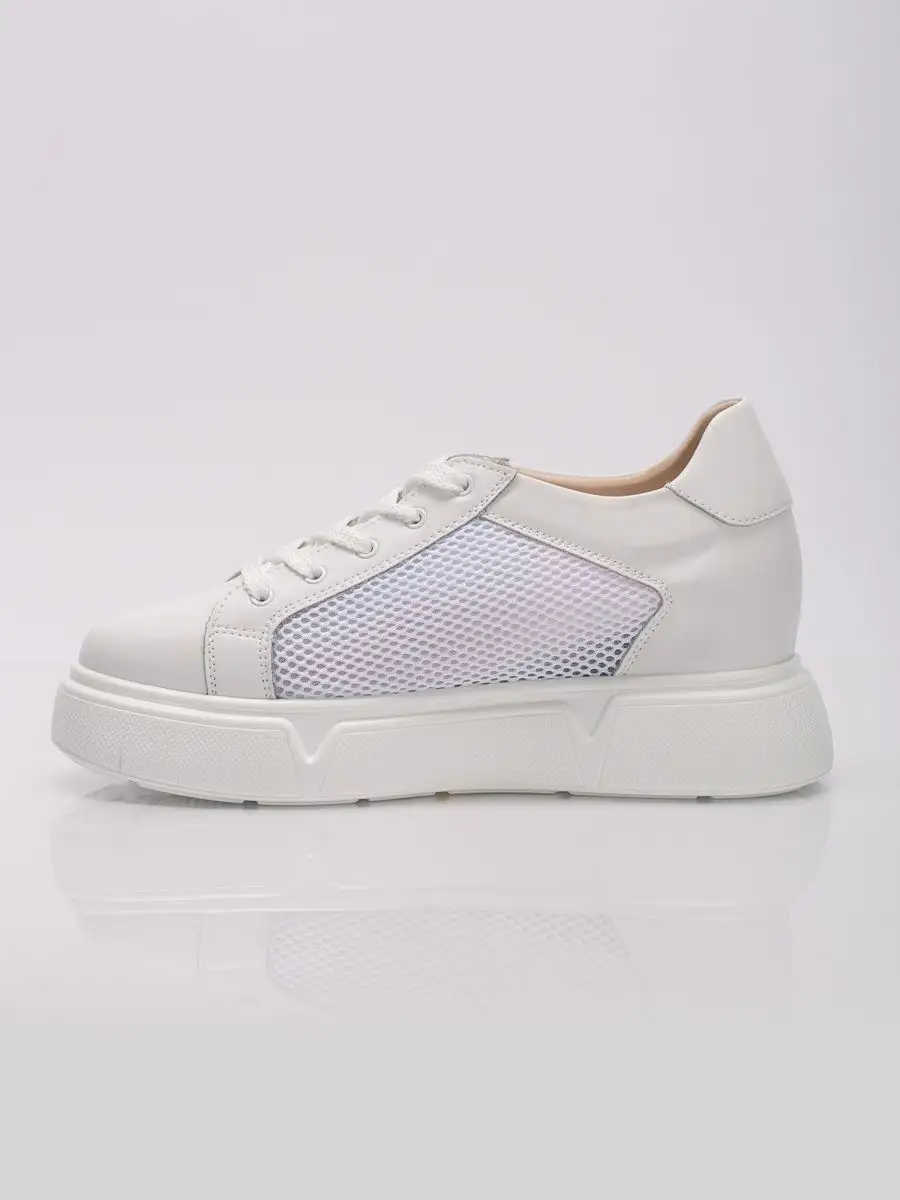 Кеды женские белые натуральная кожа летние на платформе FL068-2