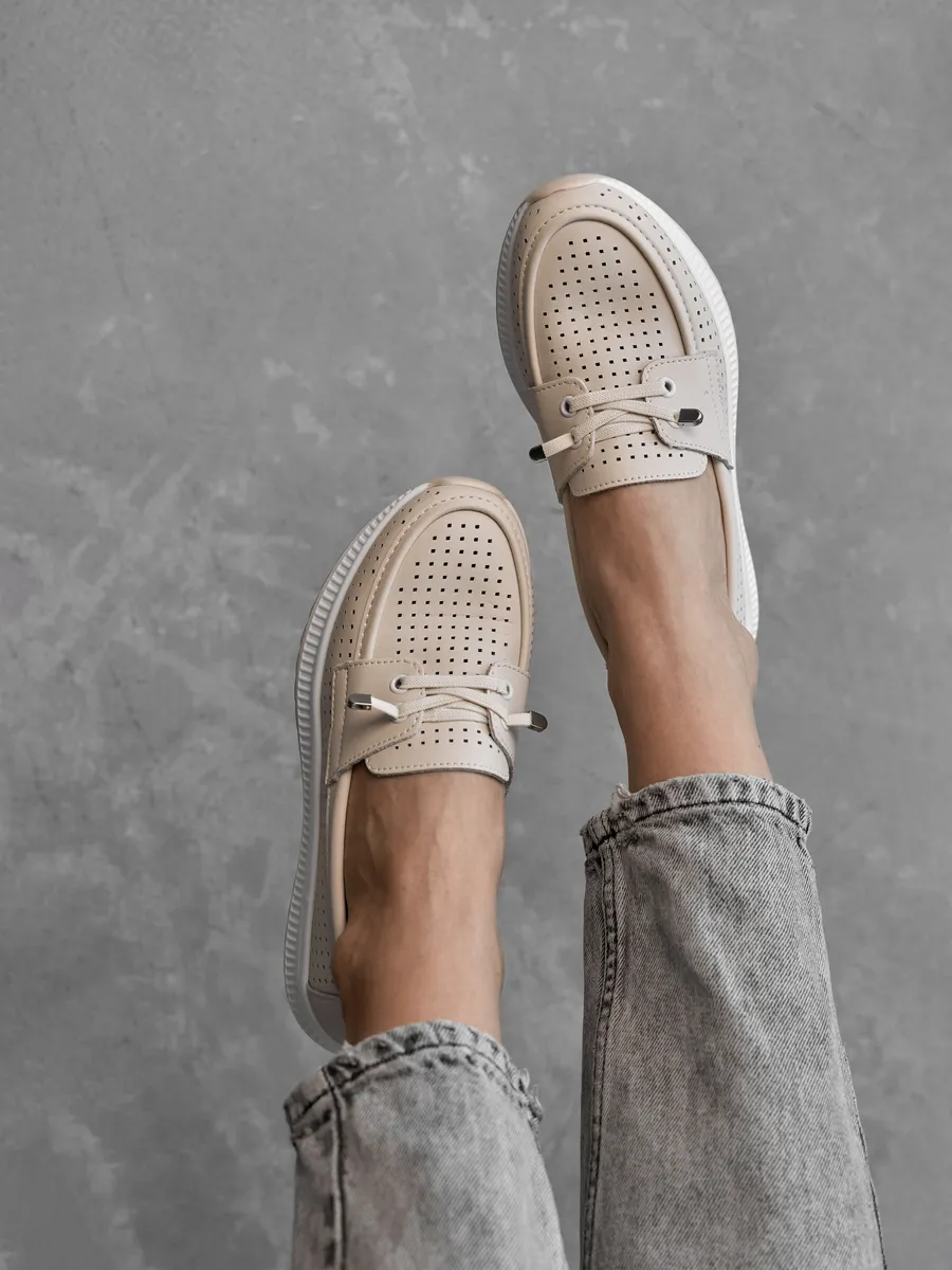 Мокасины женские летние дышащие натуральная кожа 41-TPY9-14-111