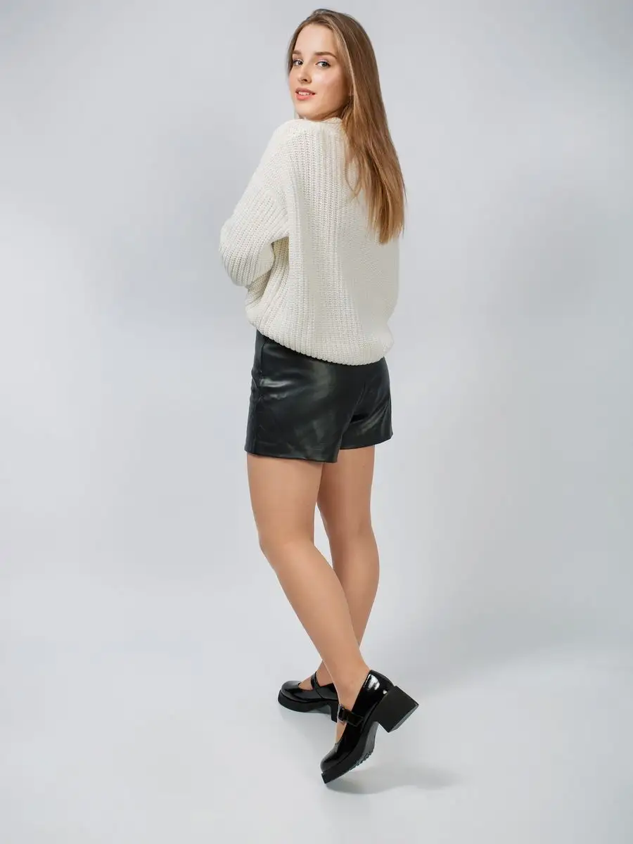 Туфли женские натуральная кожа черные на низком каблуке KF329-011K