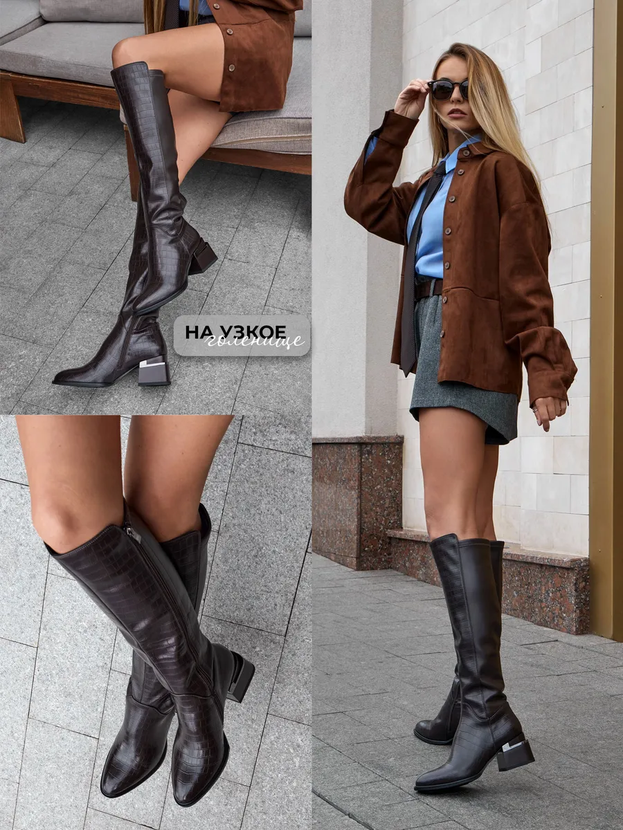 Сапоги женские демисезонные на каблуке натуральная кожа MH772-013k