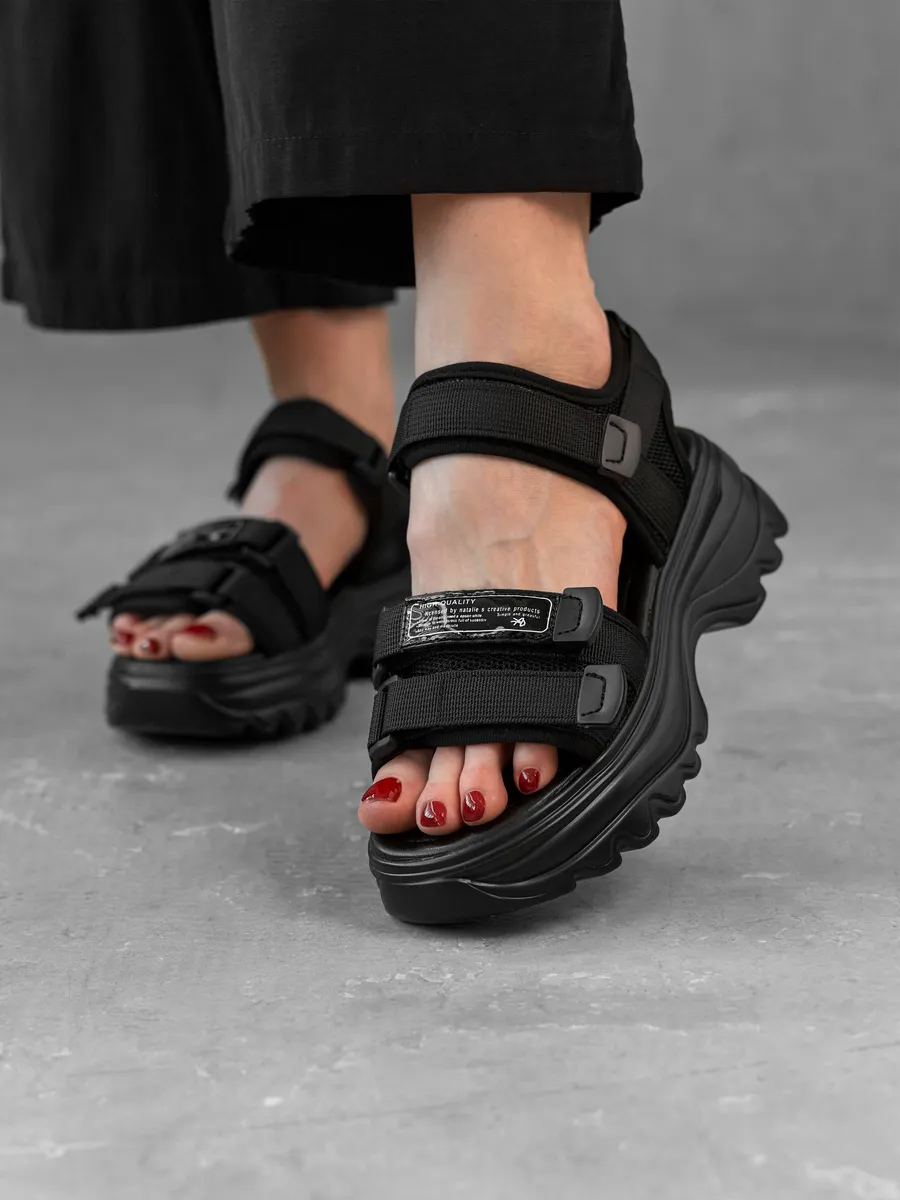 Босоножки женские летние на платформе черные JYM2332-2B