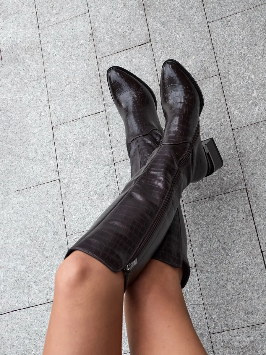 Сапоги женские демисезонные на каблуке натуральная кожа MH772-013k