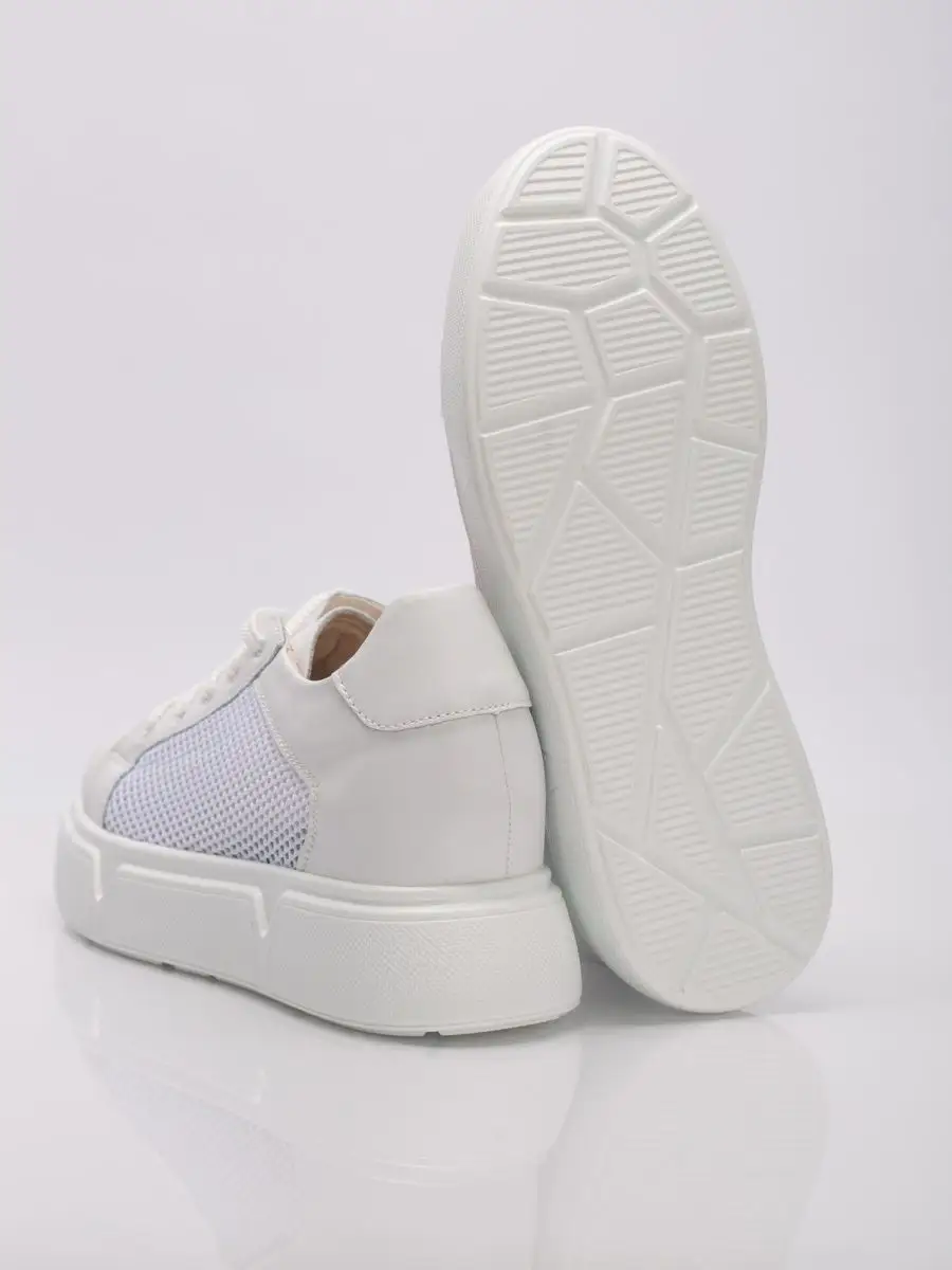 Кеды женские белые натуральная кожа летние на платформе FL068-2