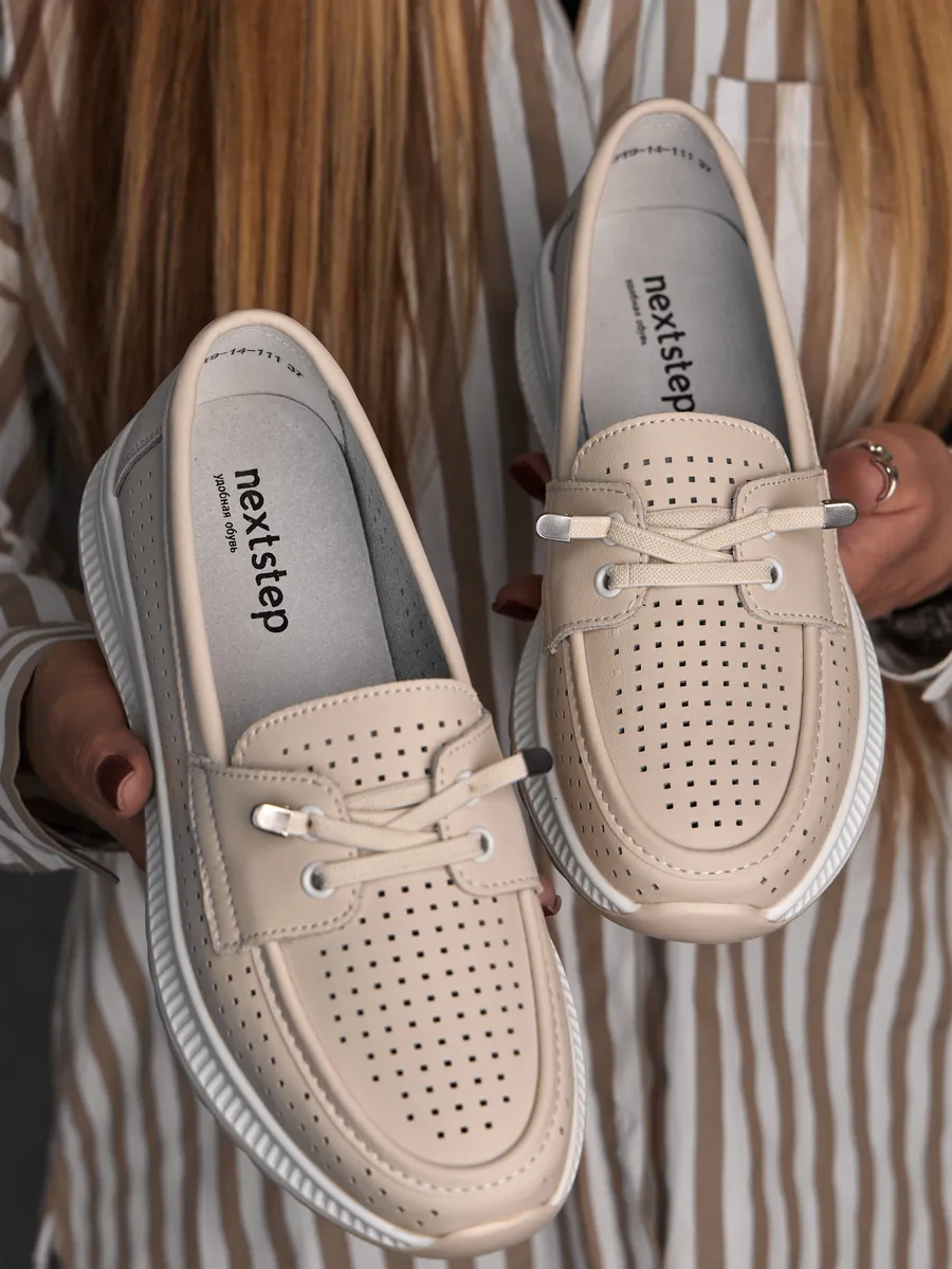 Мокасины женские летние дышащие натуральная кожа 41-TPY9-14-111