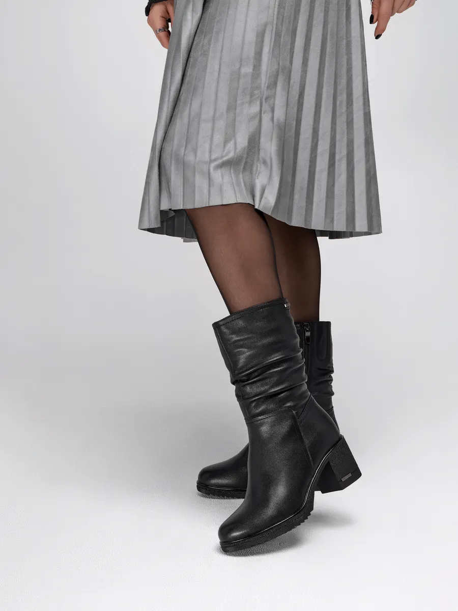 Полусапожки женские зимние натуральная кожа на каблуке GBF-124625-0501-SW