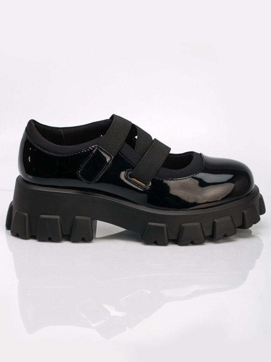 Туфли школьные для девочки черные натуральная кожа закрытые KPS002-010K