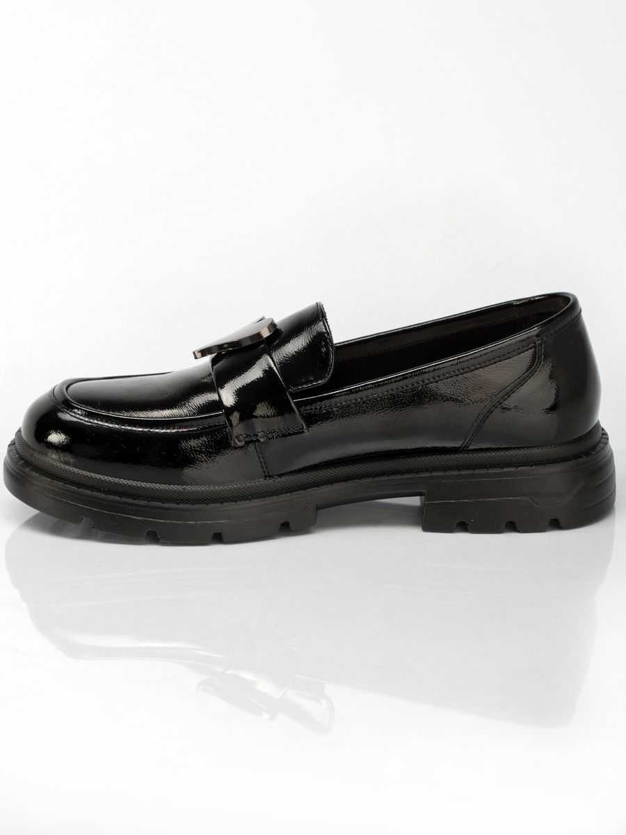 Туфли лоферы для девочки натуральная кожа черные осенние KPA004-040K