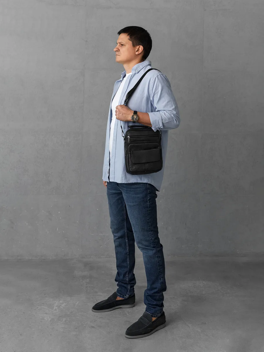 Сумка мужская через плечо кожаная барсетка натуральная кожа XV023-01S