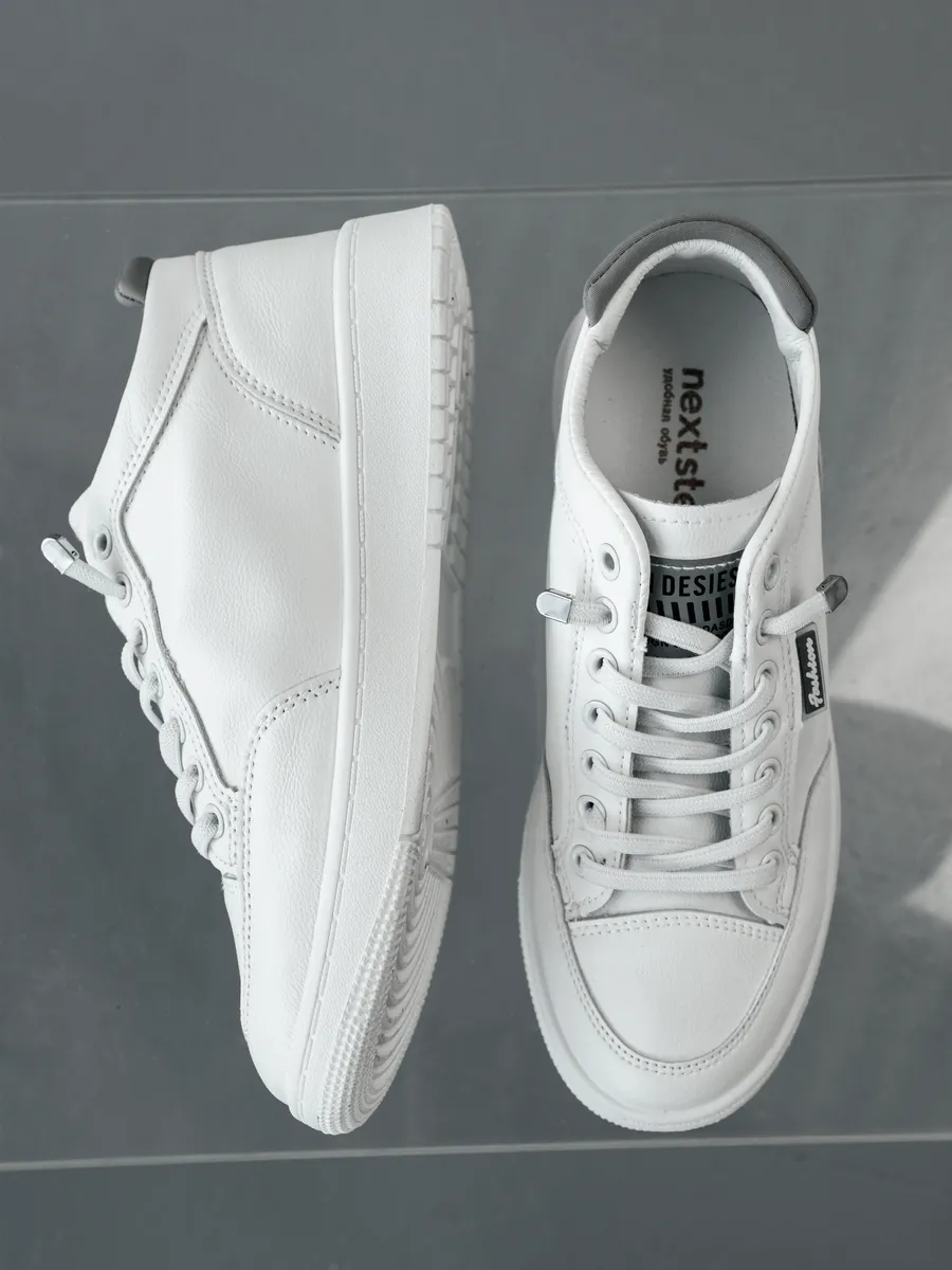 Кеды женские белые натуральная кожа на платформе весна ZFS-MSM-1102-SUk