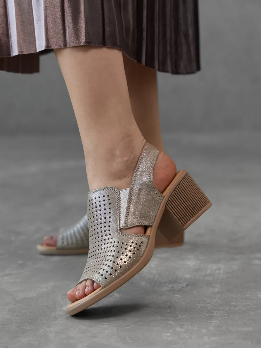 Босоножки женские летние на каблуке натуральная кожа кожаные HX056-023K