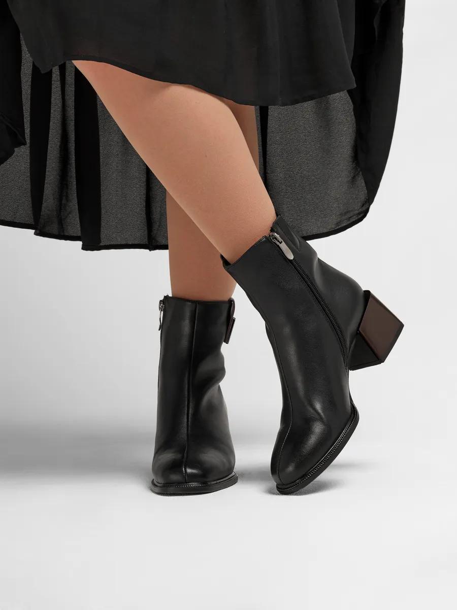 Ботильоны женские демисезонные натуральная кожа на каблуке SOU-52033-1A-SB