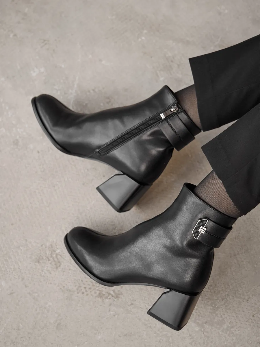 Ботильоны женские демисезонные натуральная кожа на каблуке 51-DBA9-8-101