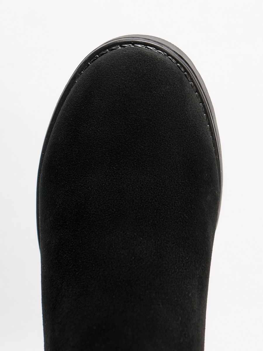 Сапоги женские зимние натуральная замша на каблуке черные XMG-12861-1A-SW