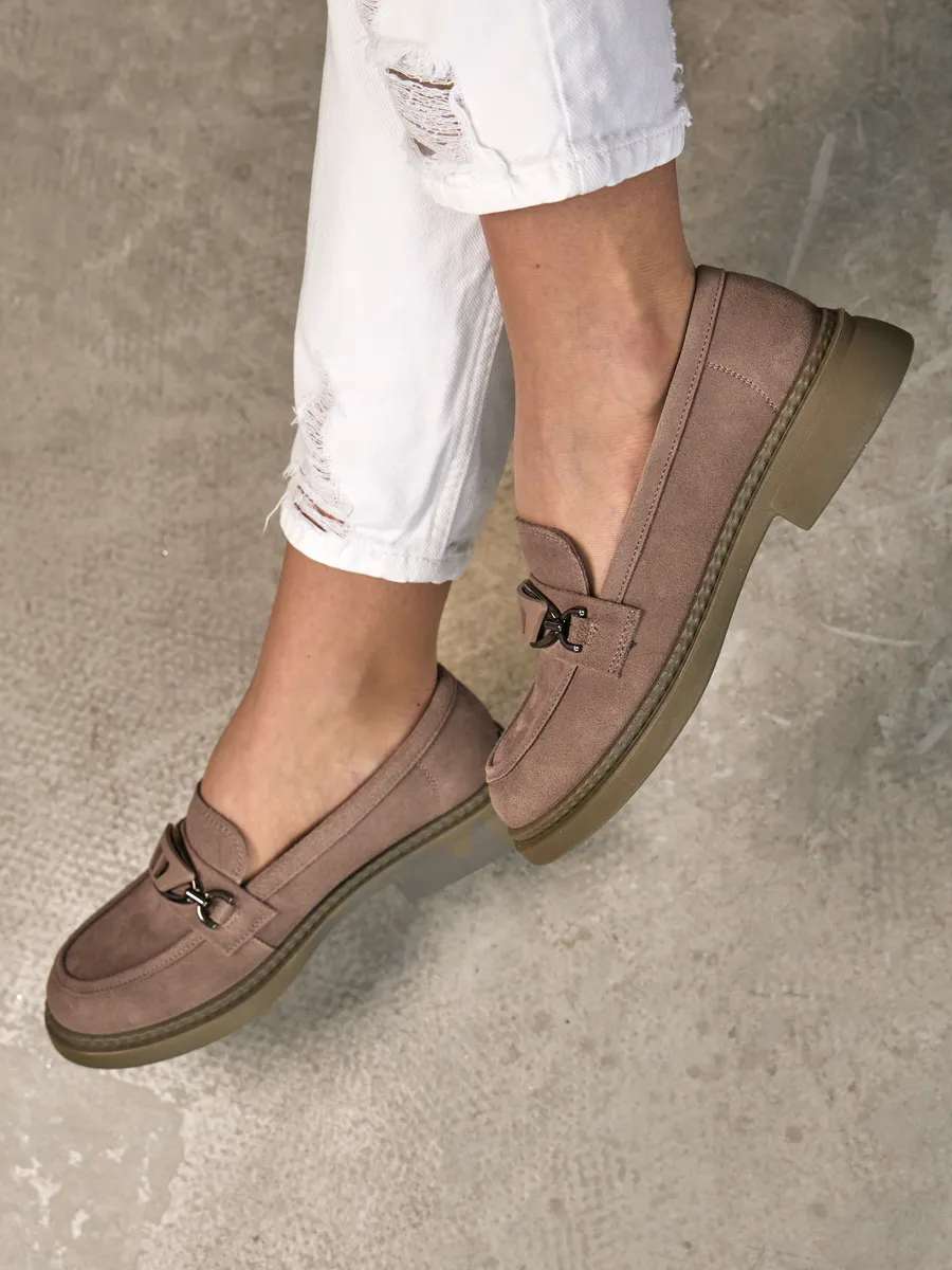 Лоферы женские замшевые натуральные на платформе 51-TZU3-13-210