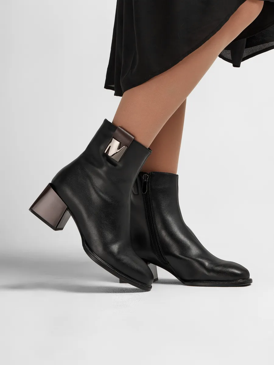 Ботильоны женские демисезонные натуральная кожа на каблуке SOU-52033-1A-SB