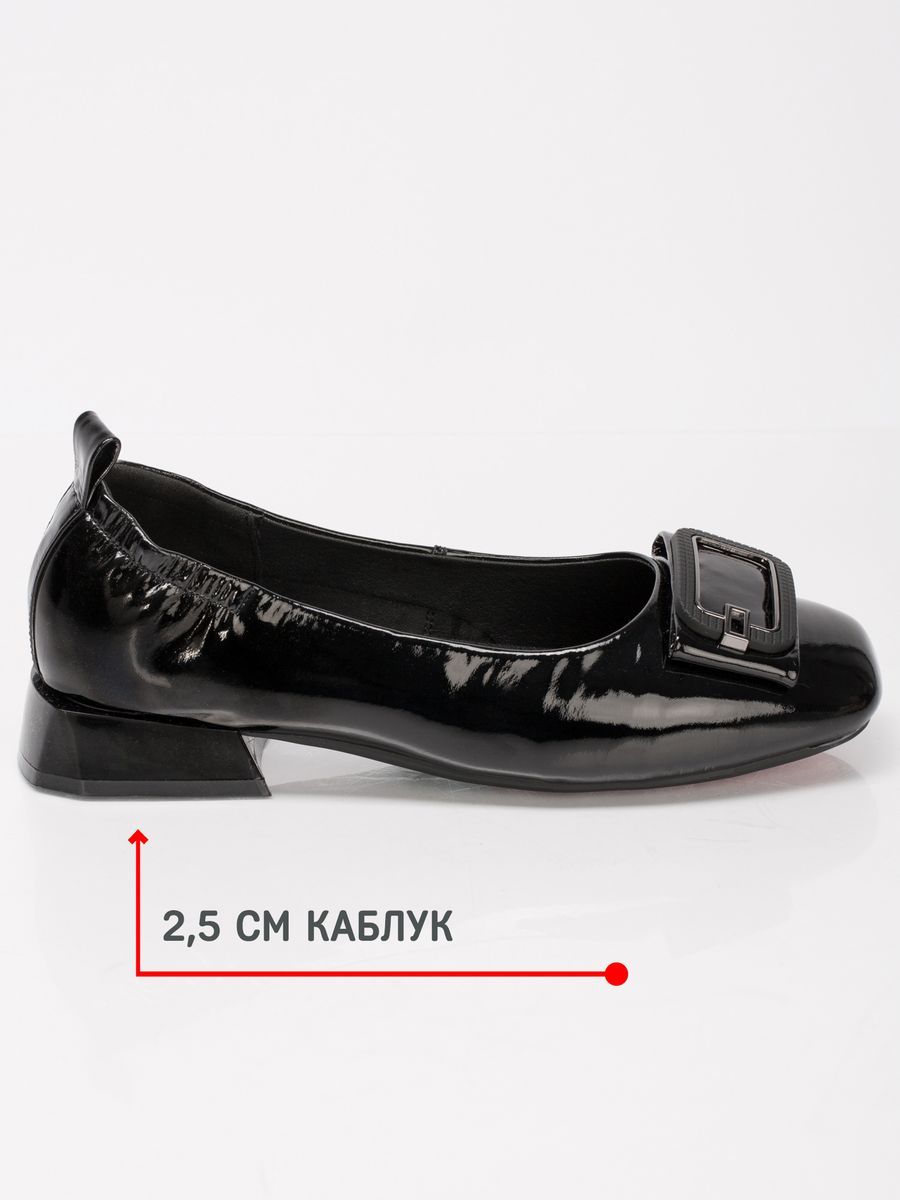 Туфли женские натуральная кожа черные на низком каблуке EH282-011K