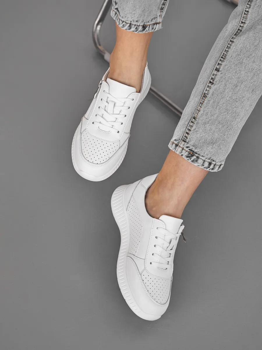 Кроссовки женские летние белые на платформе дышащие RN160-013