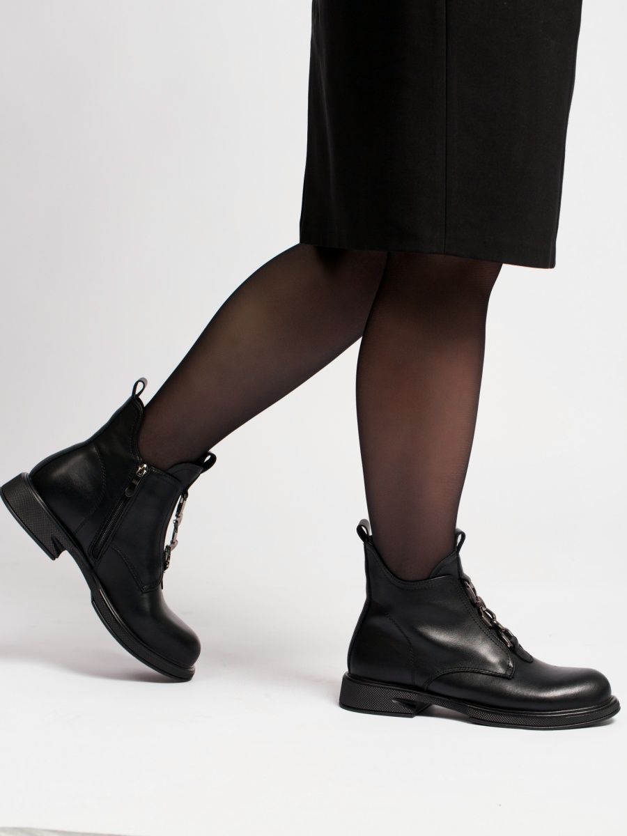 Ботинки женские натуральная кожа осенние черные MV809-021
