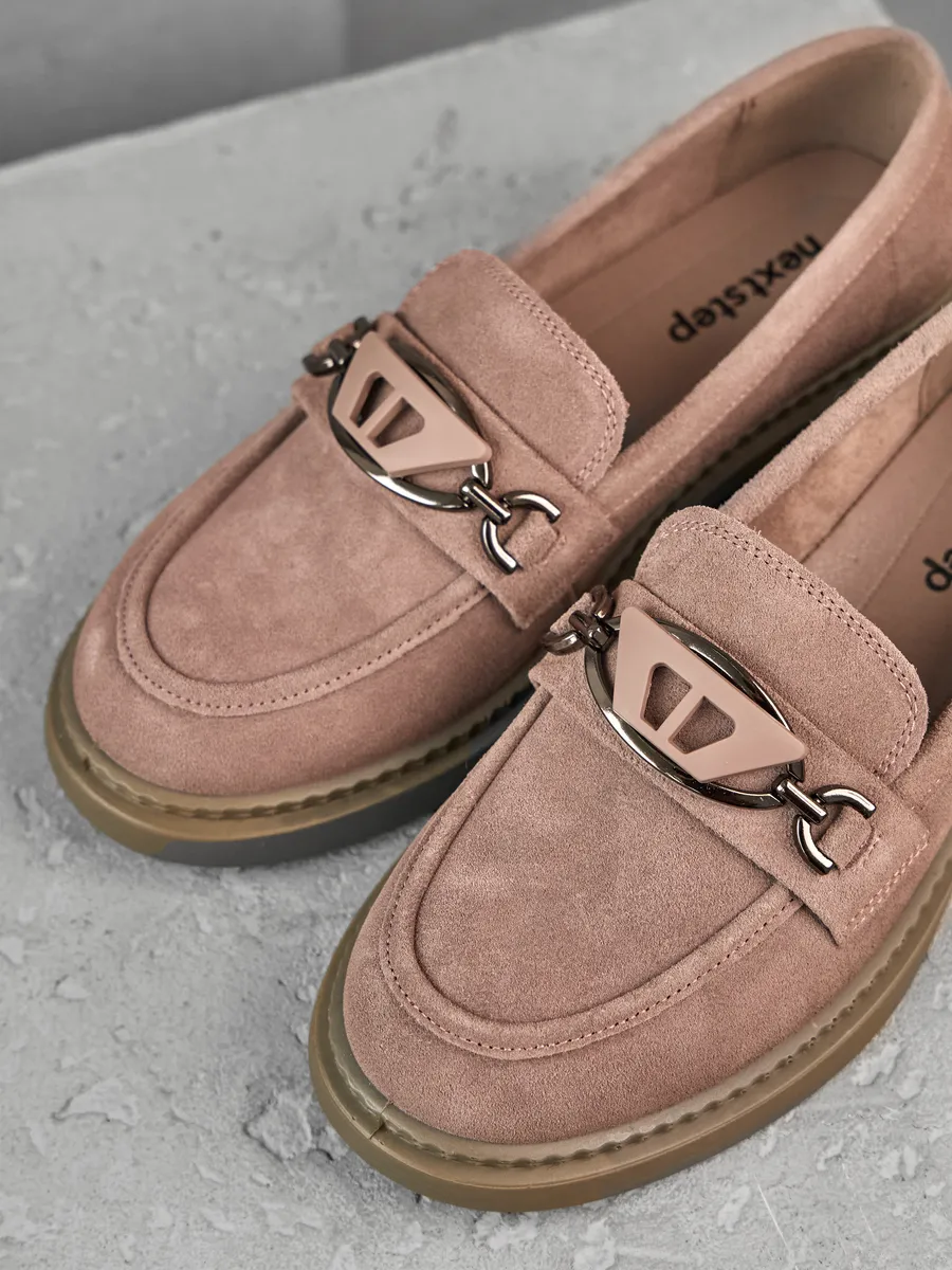 Лоферы женские замшевые натуральные на платформе 51-TZU3-13-210