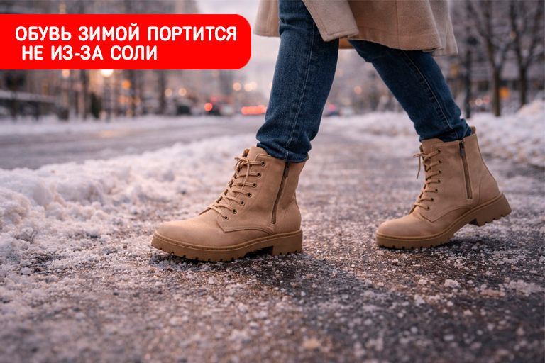 Обувь зимой портится не из-за соли