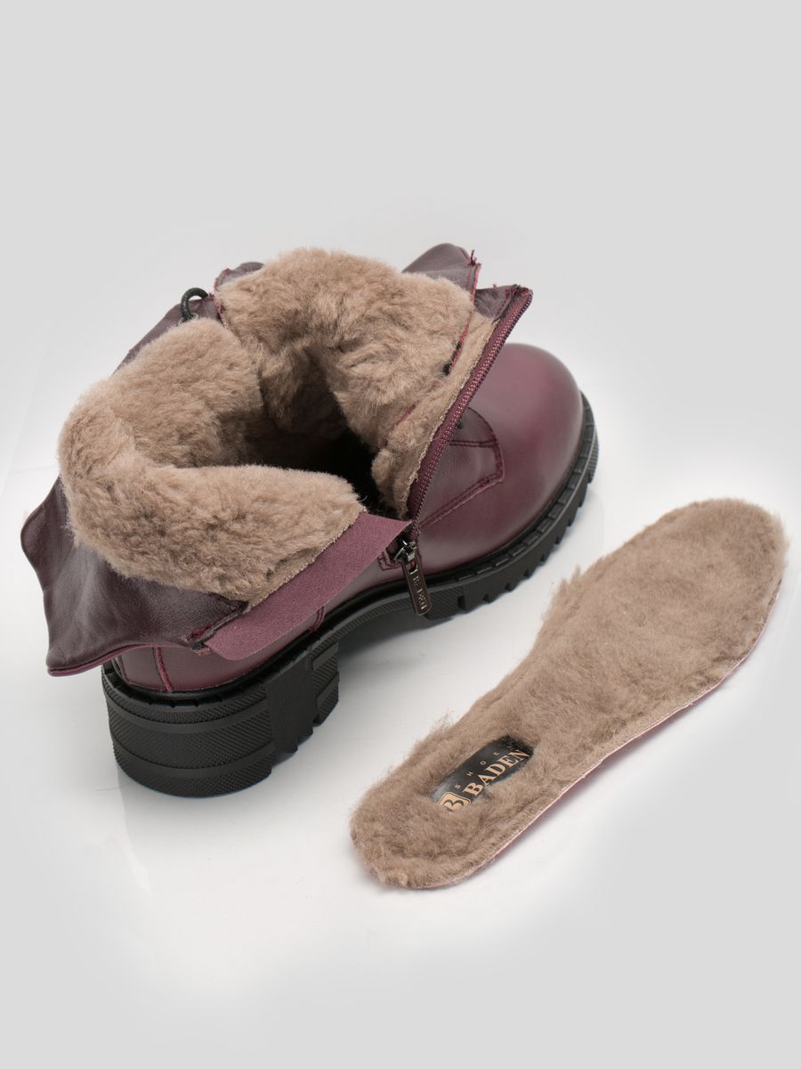Ботинки зимние натуральная кожа на каблуке U224-061Бордовый