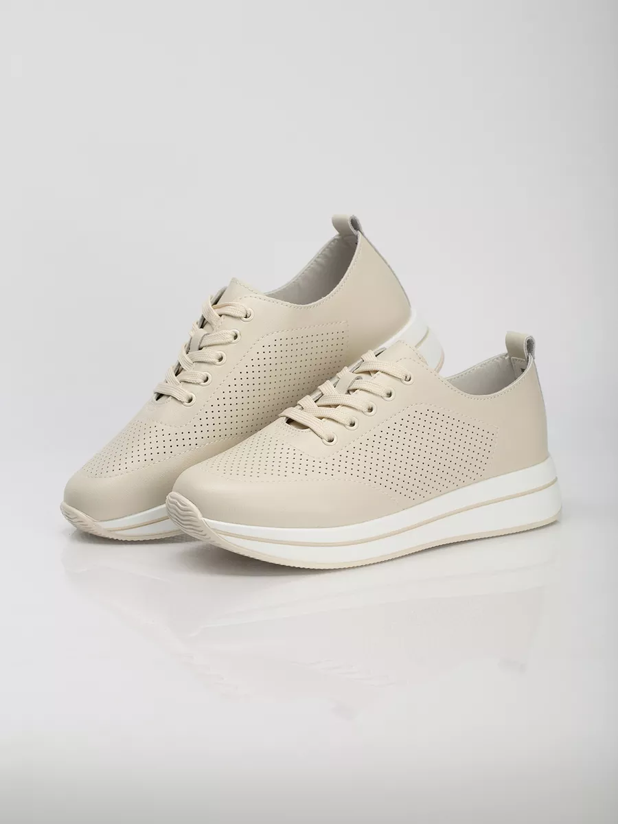 Кроссовки женские летние натуральная кожа бежевые MU236-021