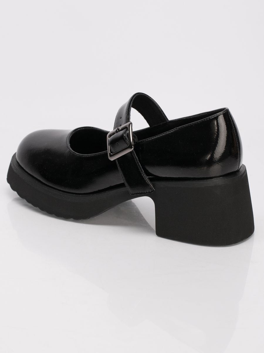 Туфли женские натуральная кожа черные на низком каблуке KF329-011K