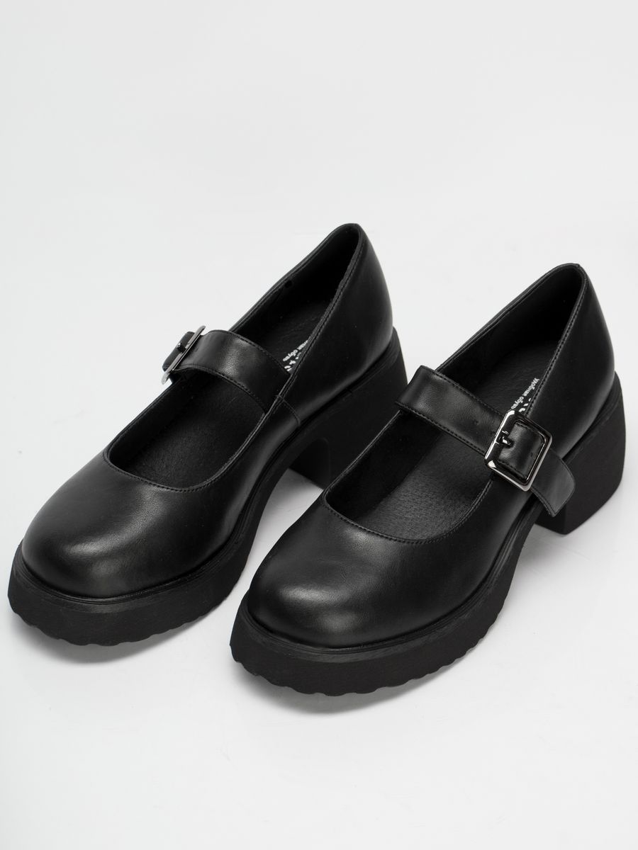 Туфли женские натуральная кожа черные на каблуке осенние KF329-010K