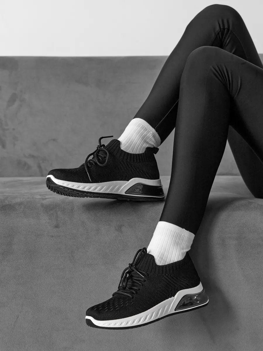 Кроссовки женские летние черные дышащие TEX-13-3