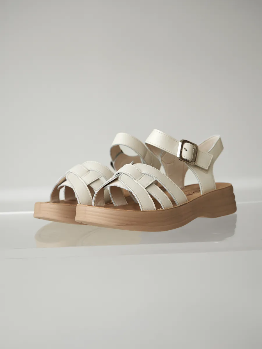 Босоножки женские летние натуральная кожа на низком каблуке EH340-021