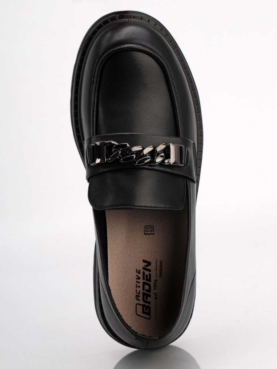 Туфли лоферы для девочки кожаные осенние черные KPA004-030K
