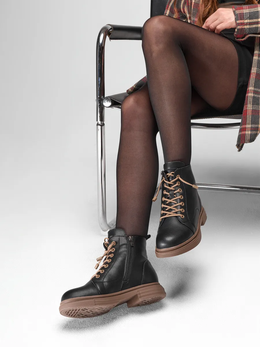 Ботинки женские зимние натуральная кожа на каблуке 25-ZBU12-9-1013