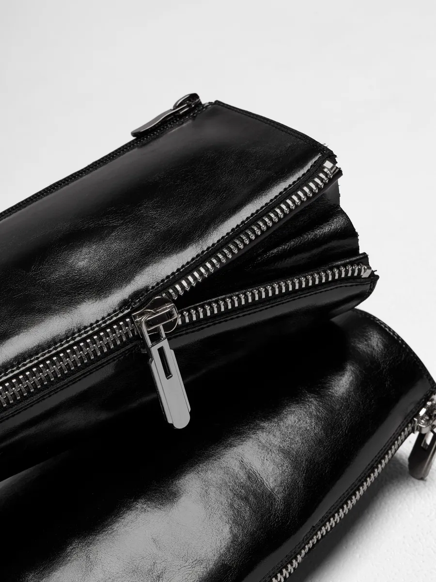 Сапоги женские демисезонные натуральная кожа черные XJ054-01KB-BL