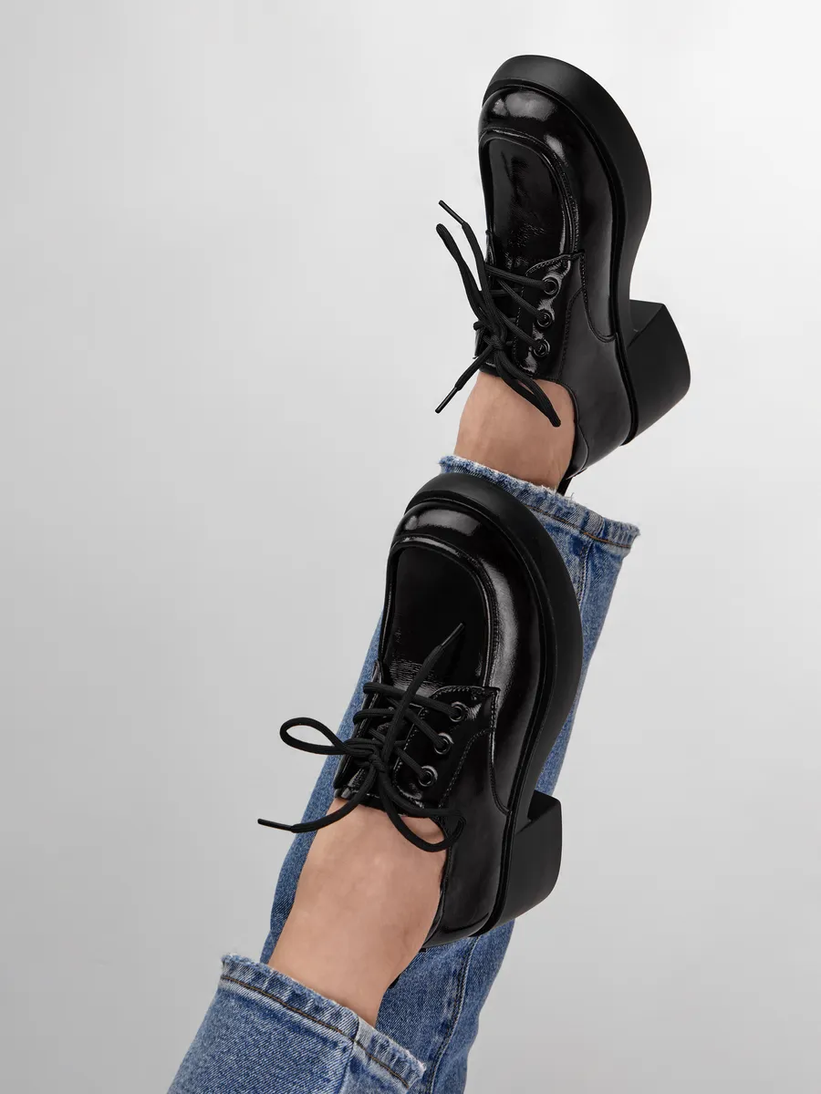 Туфли женские осенние на низком каблуке натуральная кожа 25-TZU9-6-501