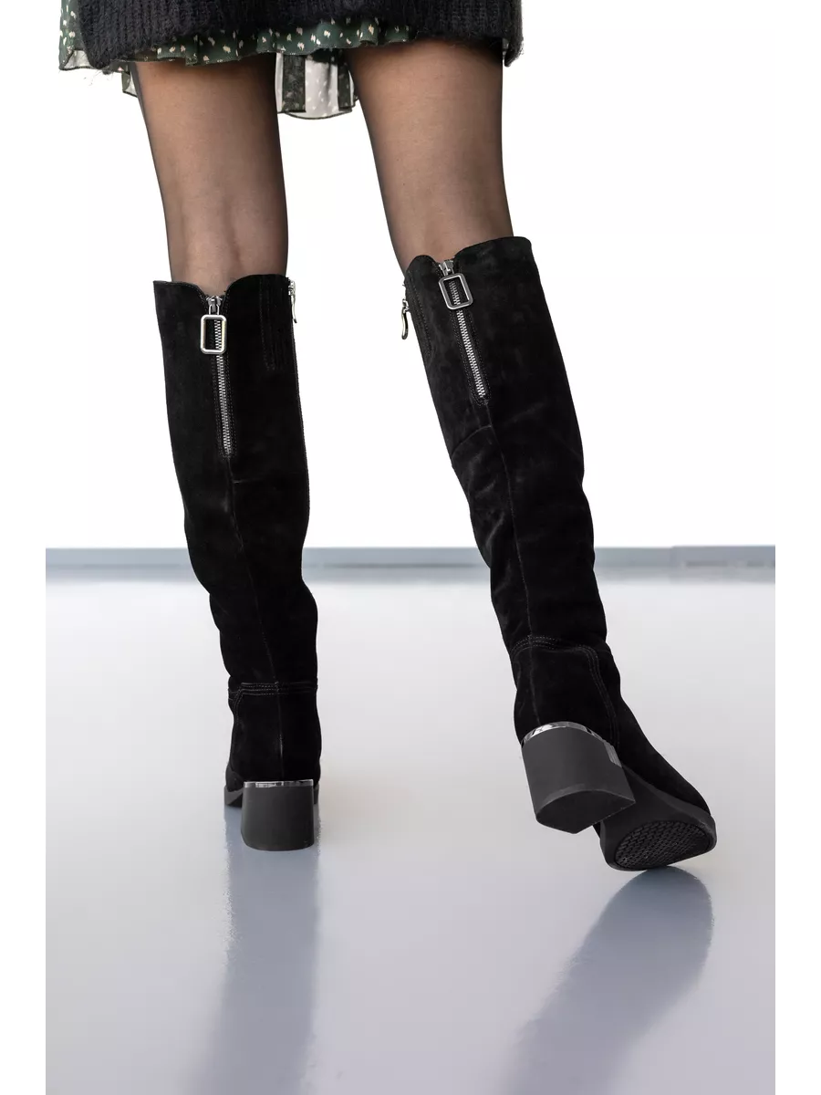 Сапоги женские зимние натуральная замша высокие на каблуке C922-020