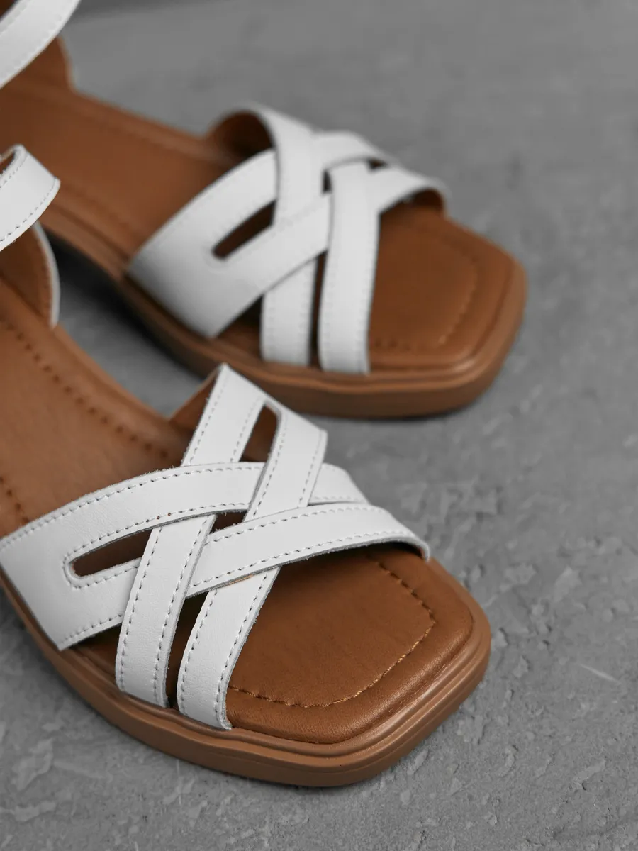 Босоножки женские летние натуральная кожа на каблуке UXH-51100-2B-SPk