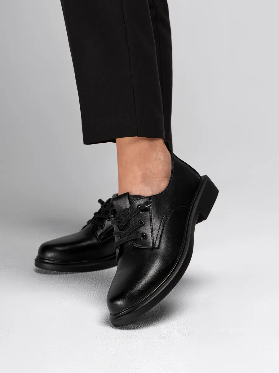 Туфли женские осенние на низком каблуке натуральная кожа EH119-130