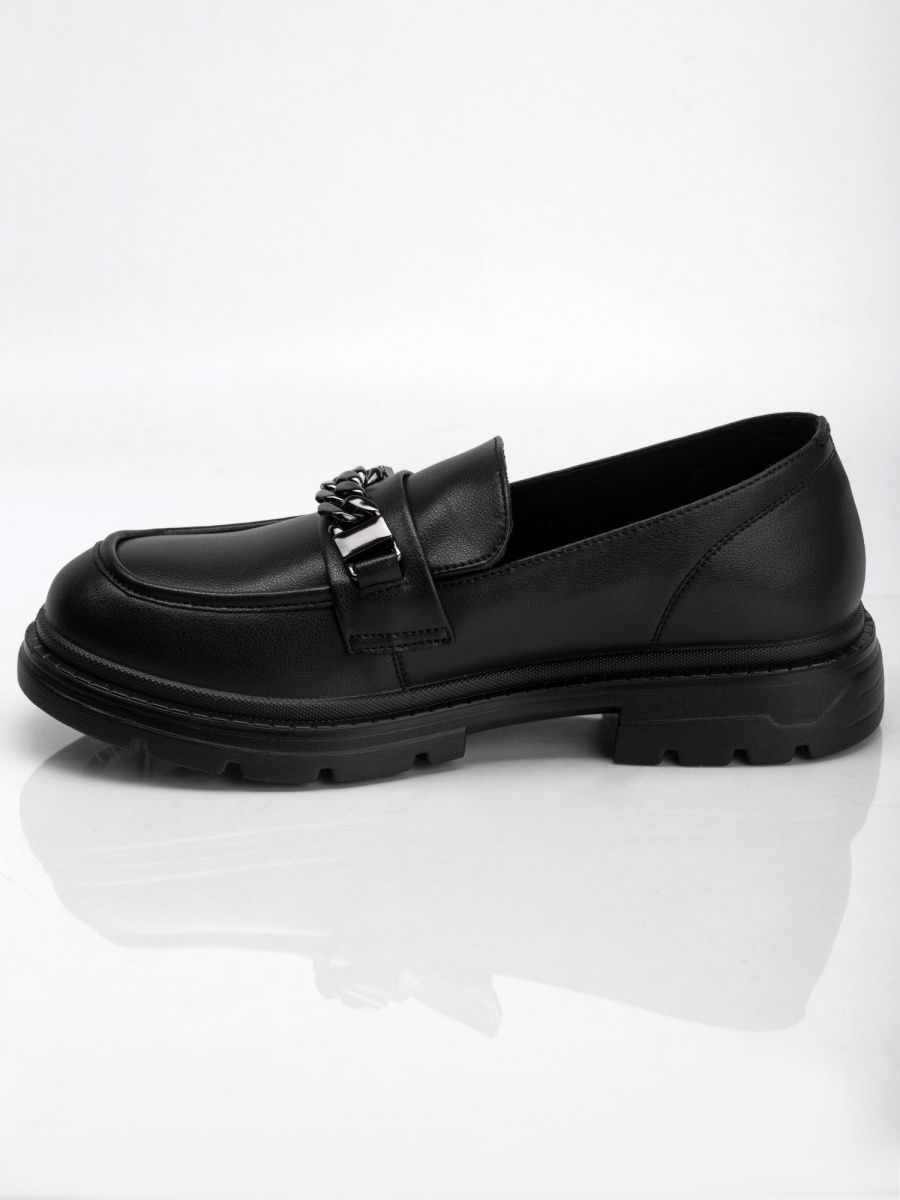 Туфли лоферы для девочки кожаные осенние черные KPA004-030K
