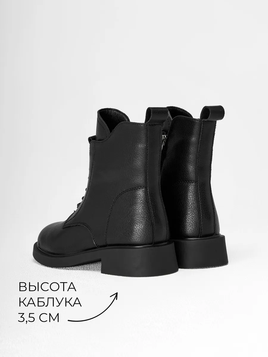 Ботинки женские зимние натуральная кожа на каблуке черные 25-ZBA9-3-101