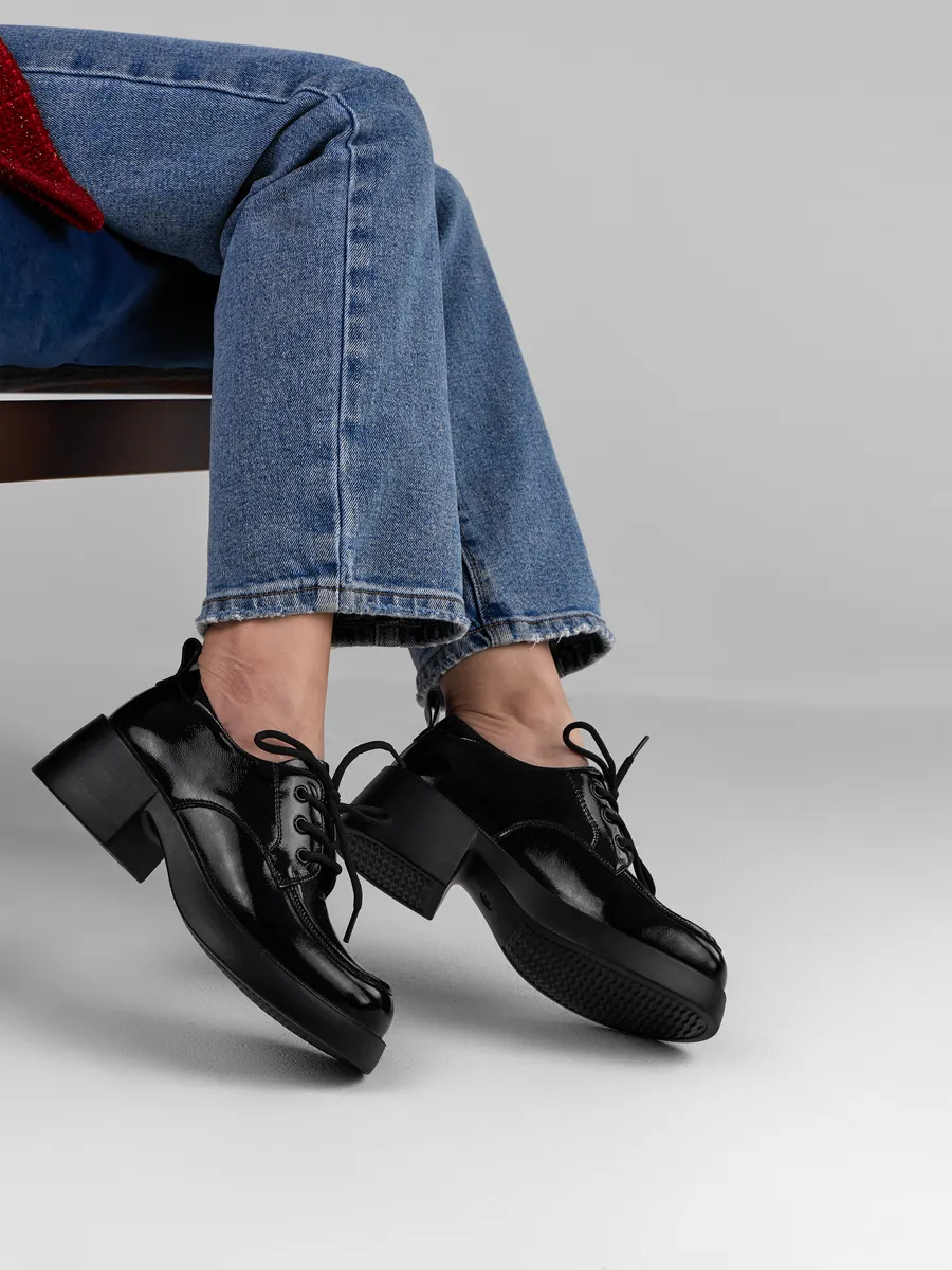 Туфли женские осенние на низком каблуке натуральная кожа 25-TZU9-6-501